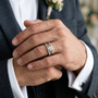 Men's Geometric Pavé Cluster Diamond Bold Wide Band in Sterling Silver