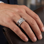 925 Sterling Silver Geometric Accented Moissanite Band Statement Ring