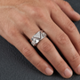 Sterling Silver Round Moissanite Triangle Geometric Statement Men's Anniversary Ring
