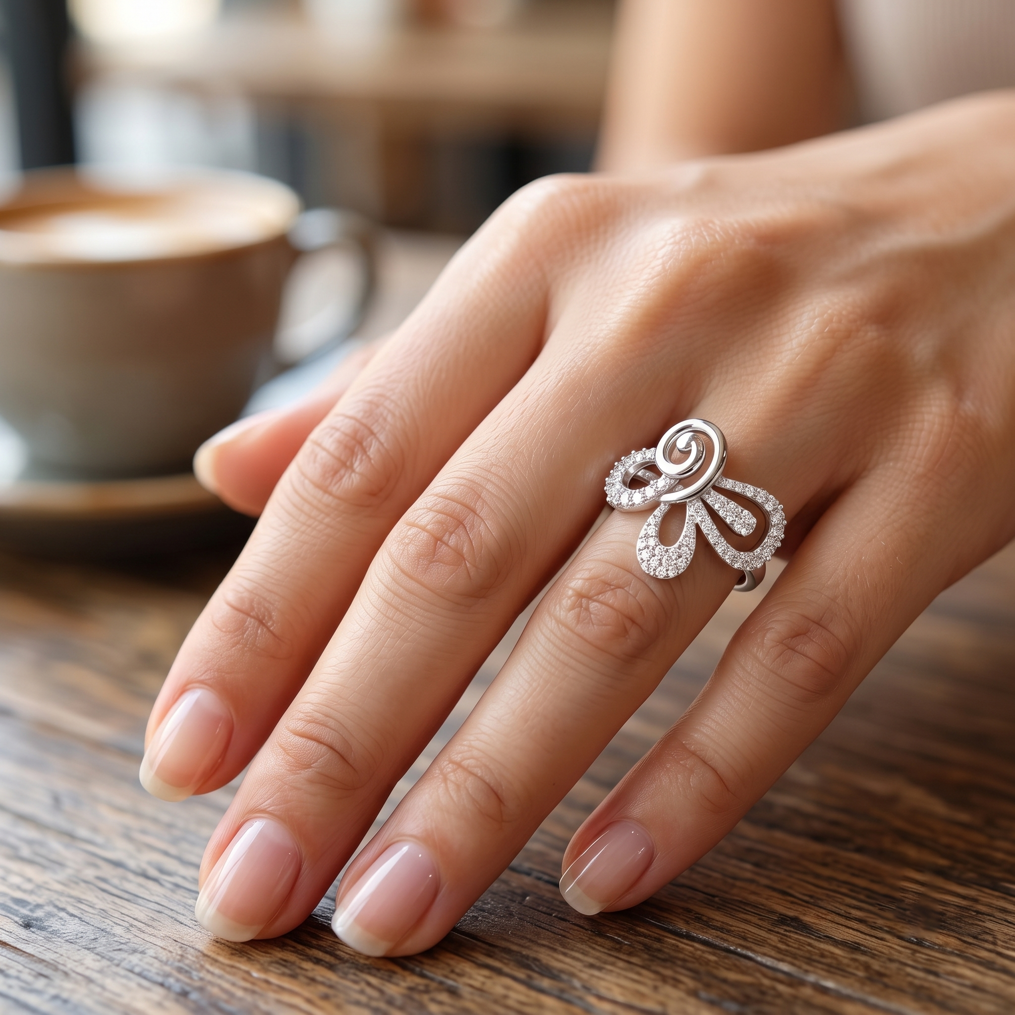 Women's Pave Accent Studded Spiral Bow Cocktail Ring Anniversary Gift