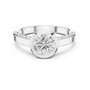 The Filigree Bezel Central Round Cut Solitaire Moissanite Silver Diamond Ring