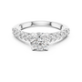 Central Round Cut Solitaire Diamond Split Shank Moissanite Sterling Silver Diamond Ring