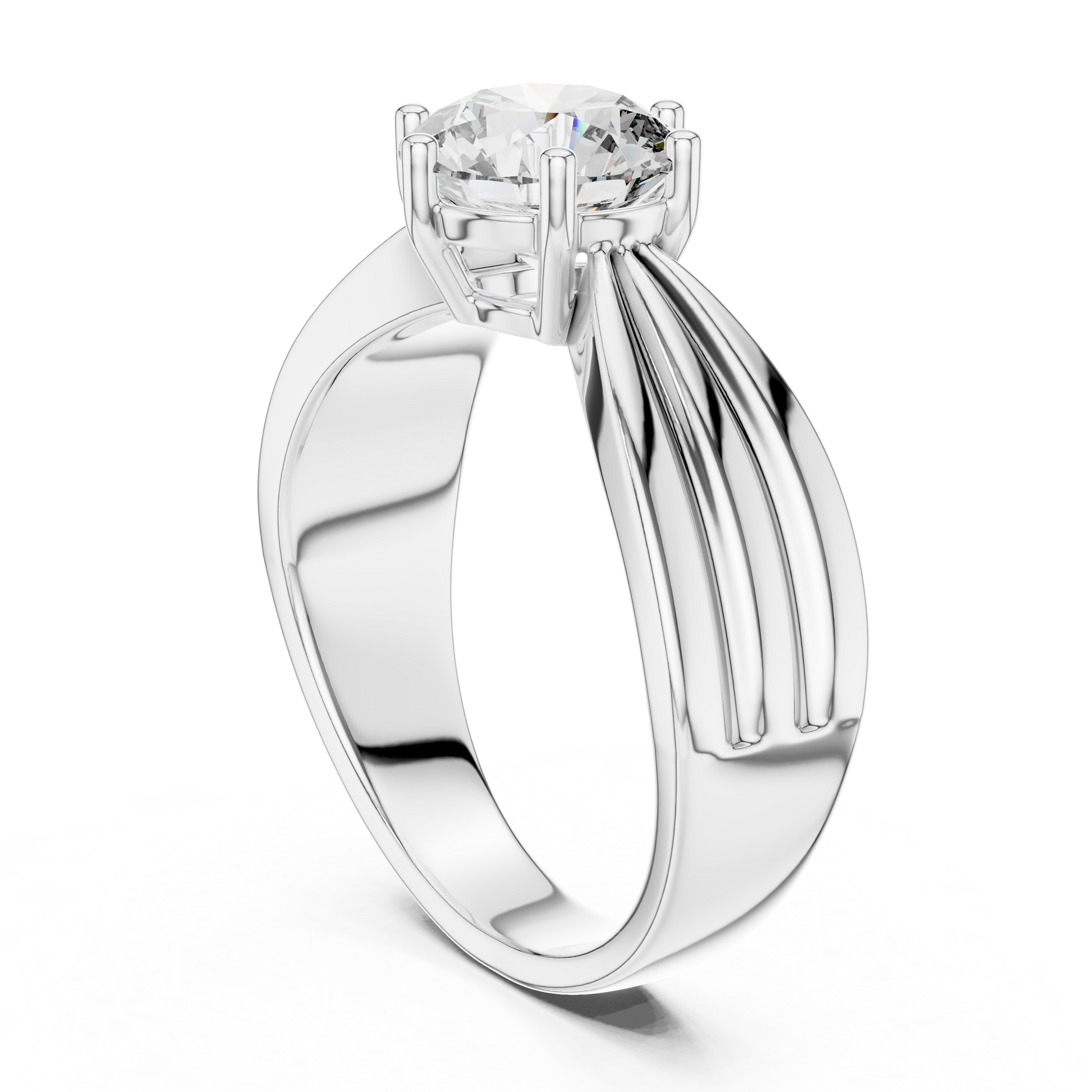 2CT Six Prong Round Cut Moissanite Diamond Solitaire Ring With A Unique Twisted Or Wrap-Style Band