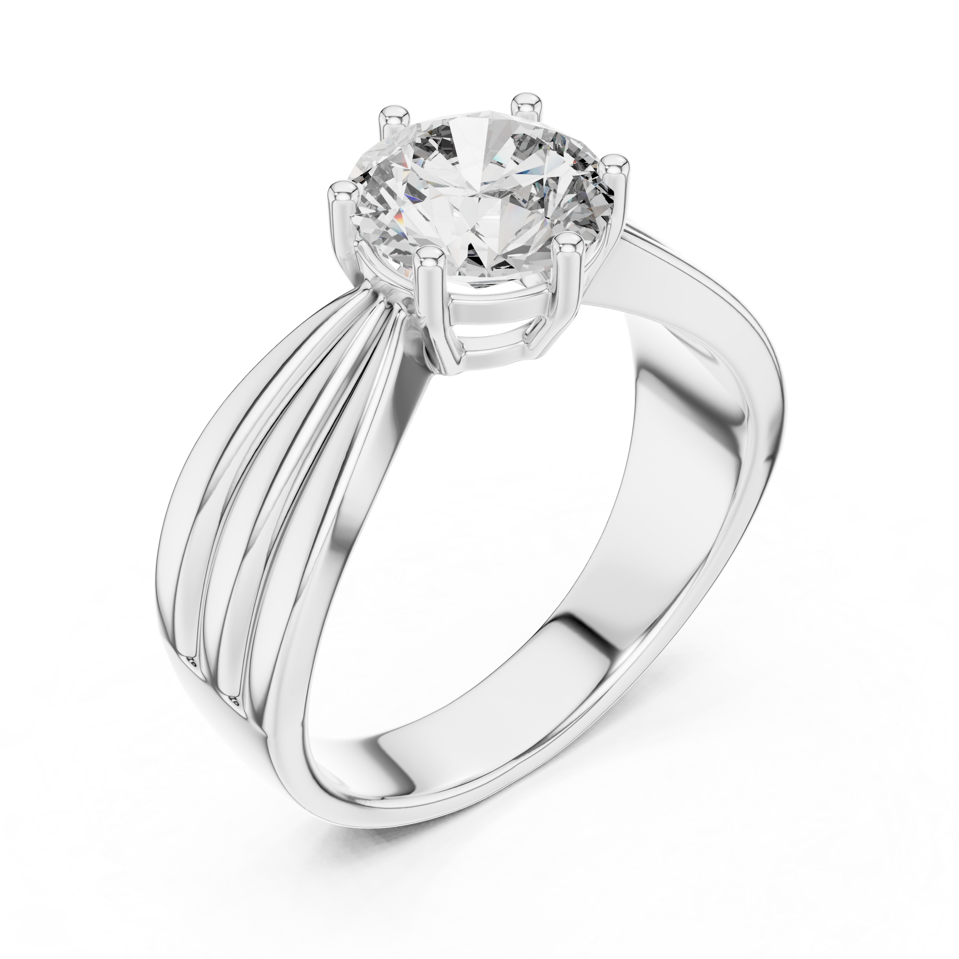 2CT Six Prong Round Cut Moissanite Diamond Solitaire Ring With A Unique Twisted Or Wrap-Style Band