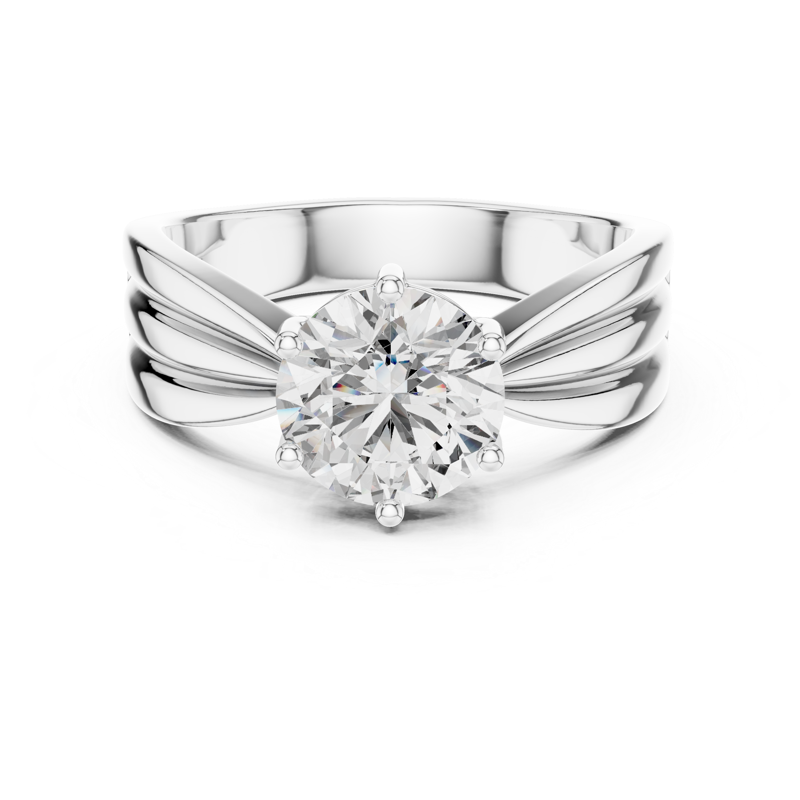 2CT Six Prong Round Cut Moissanite Diamond Solitaire Ring With A Unique Twisted Or Wrap-Style Band