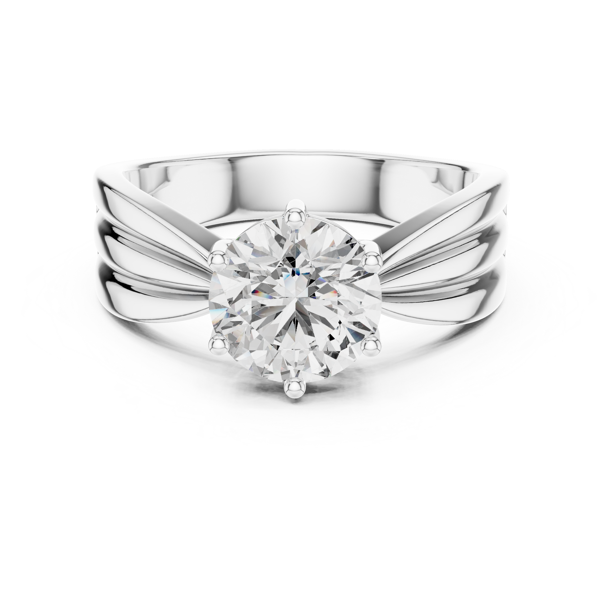 2CT Six Prong Round Cut Moissanite Diamond Solitaire Ring With A Unique Twisted Or Wrap-Style Band