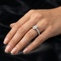 2CT Pear Cut Moissanite Diamond Pave Eternity Hidden Halo Engagement Ring