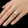 Pear Cut Moissanite Solitaire Halo Diamond Shank 925 Sterling Silver Ring