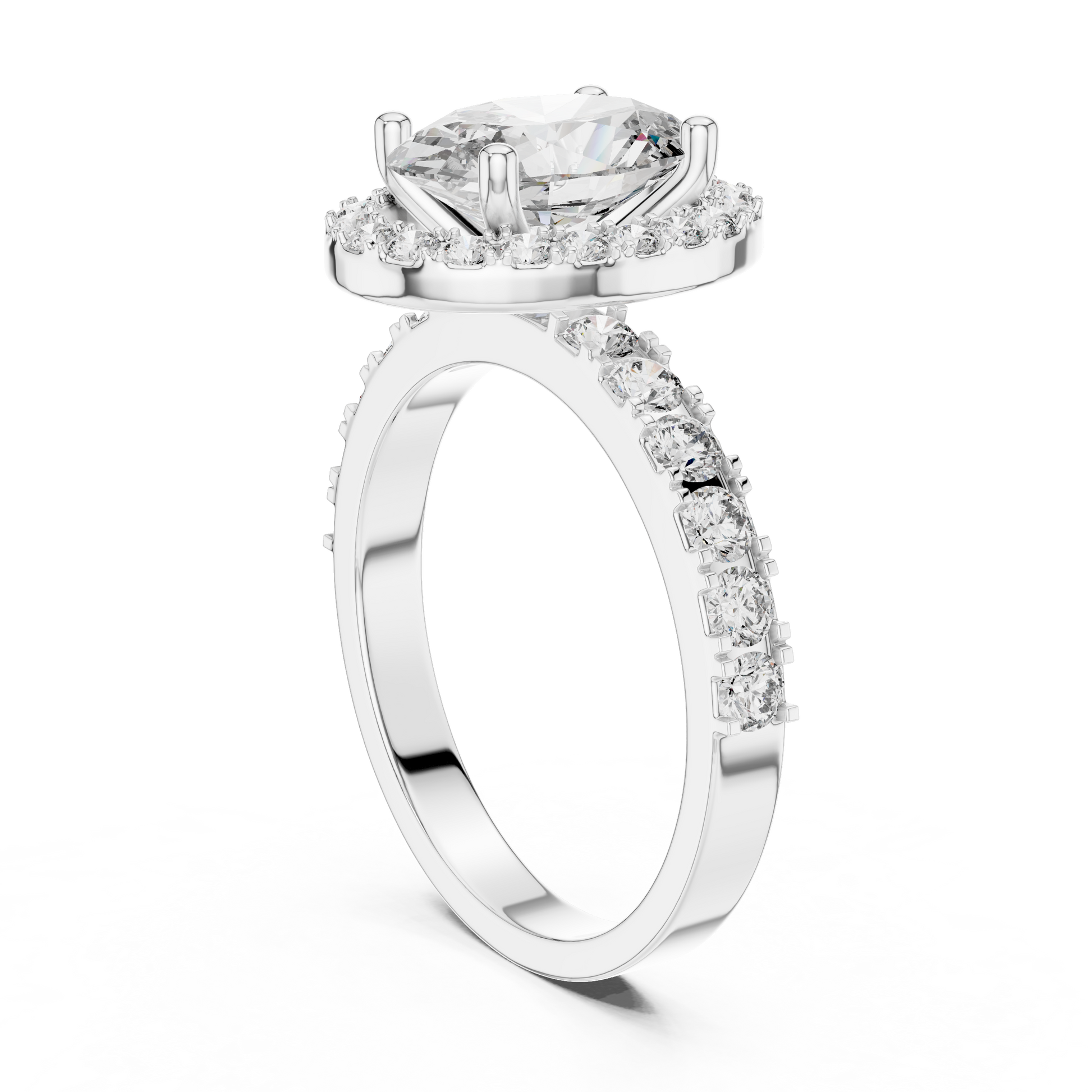 The Oval Cut Moissanite Vintage Inspired Hidden Halo 925 Sterling Silver Engagement Ring