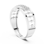 Round Cut Moissanite Sterling Silver Men's Structured Interlocking Geometric Plaque Ring