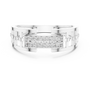 Round Cut Moissanite Sterling Silver Men's Structured Interlocking Geometric Plaque Ring