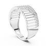 Men's Ribbed Texture Contemporary Cluster Round Moissanite Band in Sterling Silver