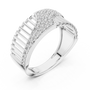 Men's Ribbed Texture Contemporary Cluster Round Moissanite Band in Sterling Silver