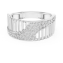 Men's Ribbed Texture Contemporary Cluster Round Moissanite Band in Sterling Silver