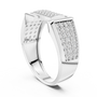 Men's Round Moissanite Aesthetic Geometric Pavé Wide-Band Ring in Sterling Silver