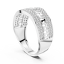 Sterling Silver Men's Multi-Row Greek Key Ring – Wide Pavé Statement Band