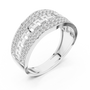Sterling Silver Men's Multi-Row Greek Key Ring – Wide Pavé Statement Band