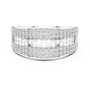 Sterling Silver Men's Multi-Row Greek Key Ring – Wide Pavé Statement Band