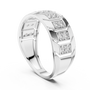 Classic Wide-Profile Bar Cluster Diamond Men’s Wedding Band in Sterling Silver