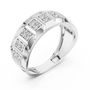 Classic Wide-Profile Bar Cluster Diamond Men’s Wedding Band in Sterling Silver