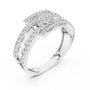 Men's Architectural Geometric Cluster Round Pavé Diamond Ring in Sterling Silver