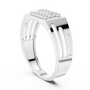 Sterling Silver Men's Round Diamond Wide Band Aesthetic Statement Ring