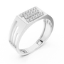 Sterling Silver Men's Round Diamond Wide Band Aesthetic Statement Ring