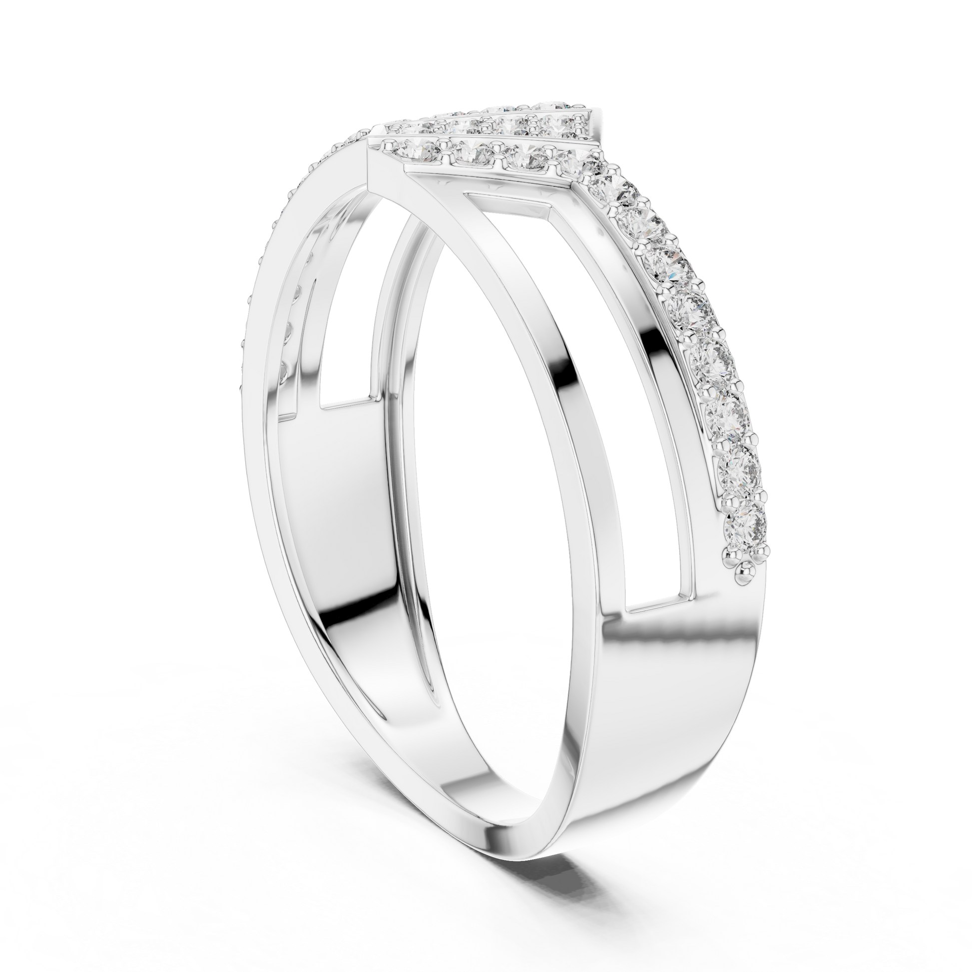 Men's Modern Geometric Architectural Split-Shank Diamond Statement Ring