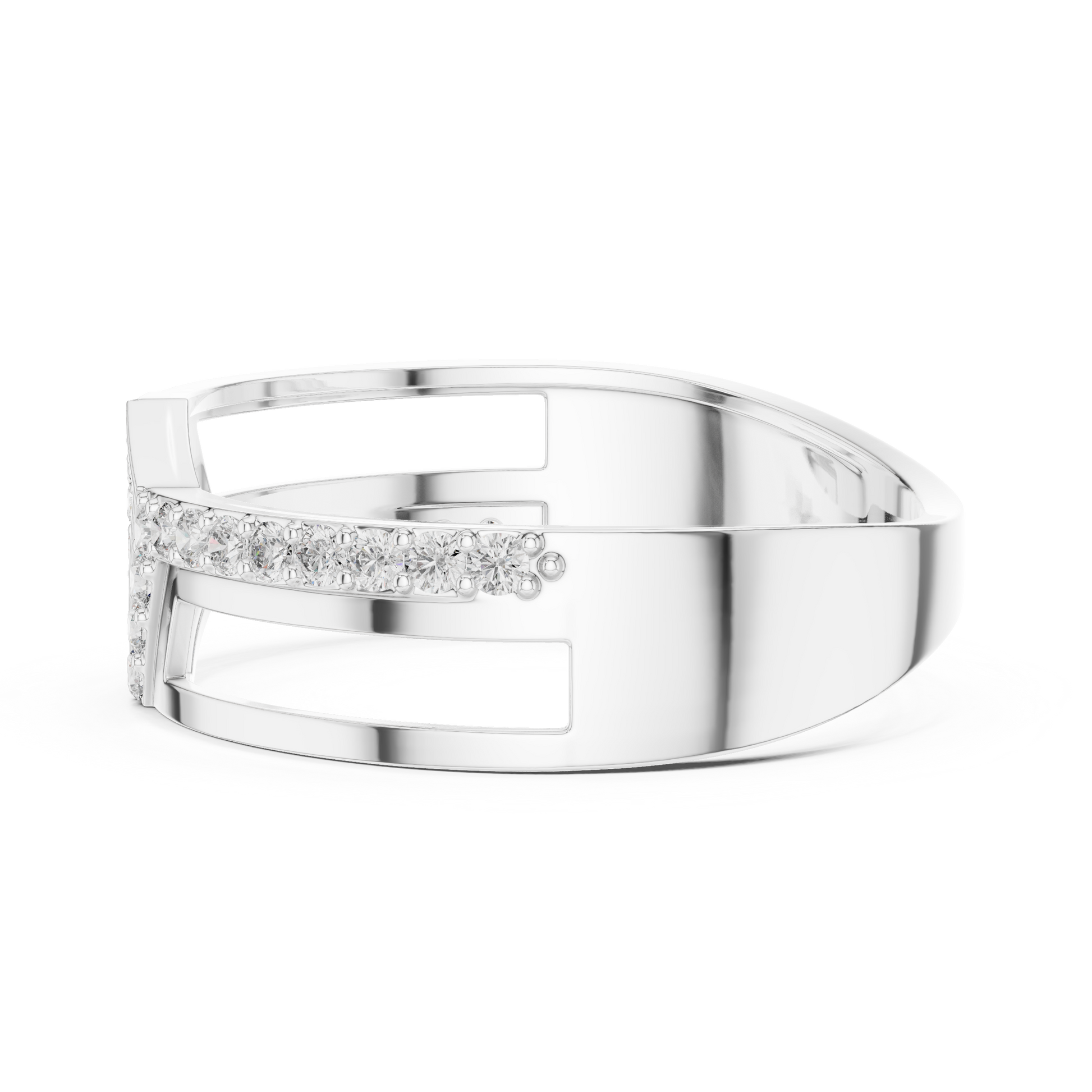 Men's Modern Geometric Architectural Split-Shank Diamond Statement Ring