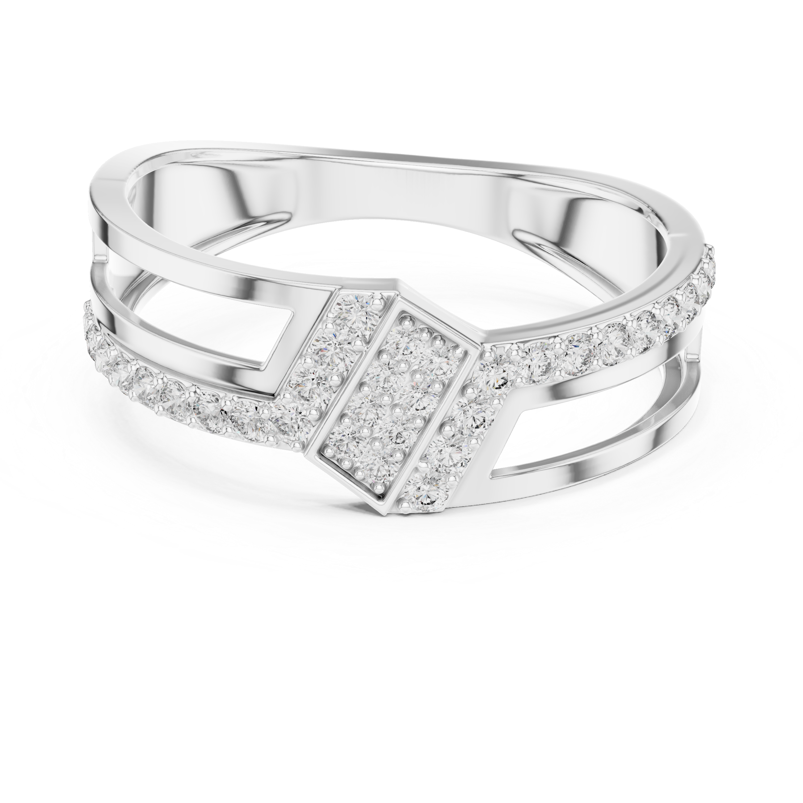 Men's Modern Geometric Architectural Split-Shank Diamond Statement Ring