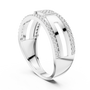 Men's Geometric Pavé Cluster Diamond Bold Wide Band in Sterling Silver
