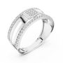 Men's Geometric Pavé Cluster Diamond Bold Wide Band in Sterling Silver