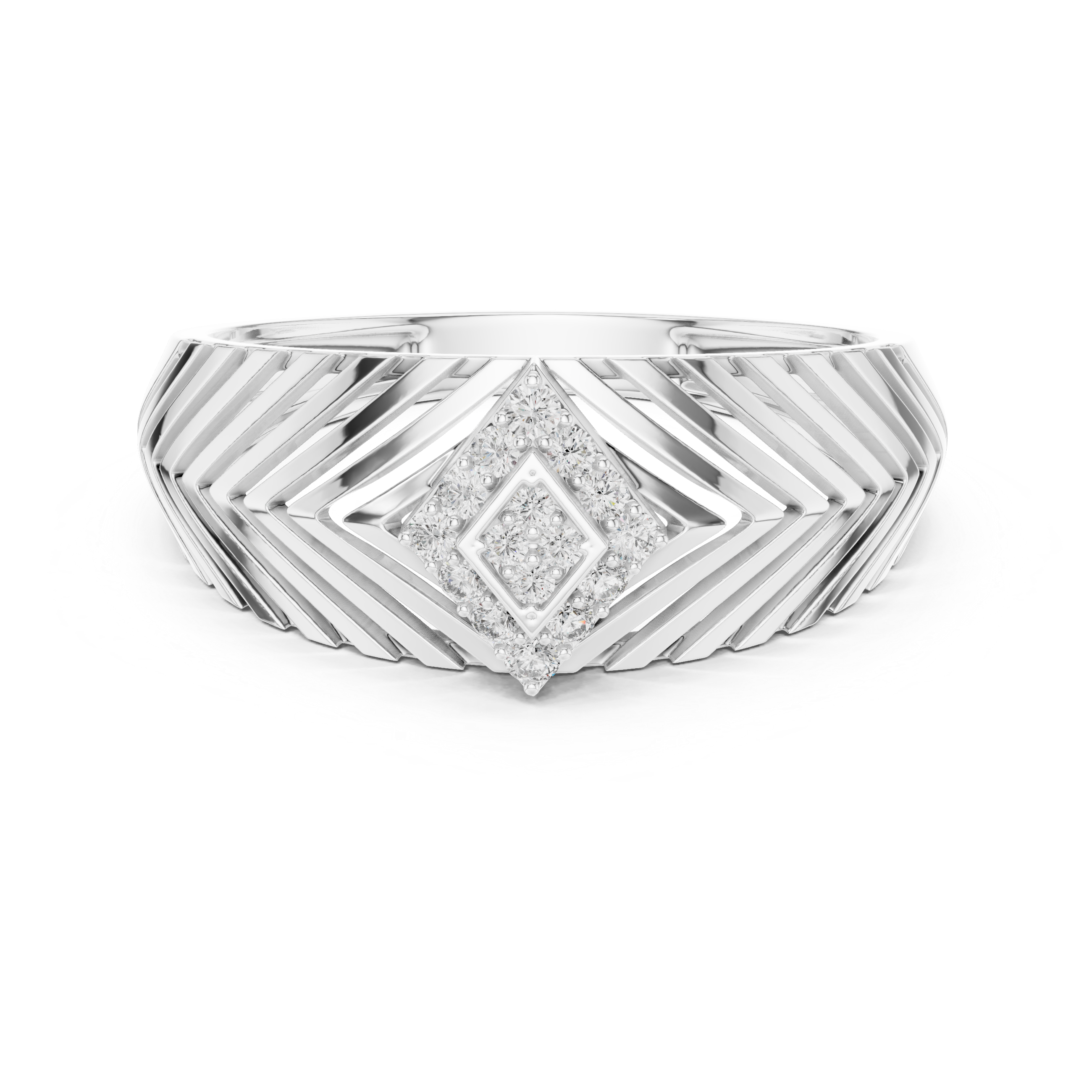 Elegant Geometric Encrusted Round Diamond Accent Band in Sterling Silver