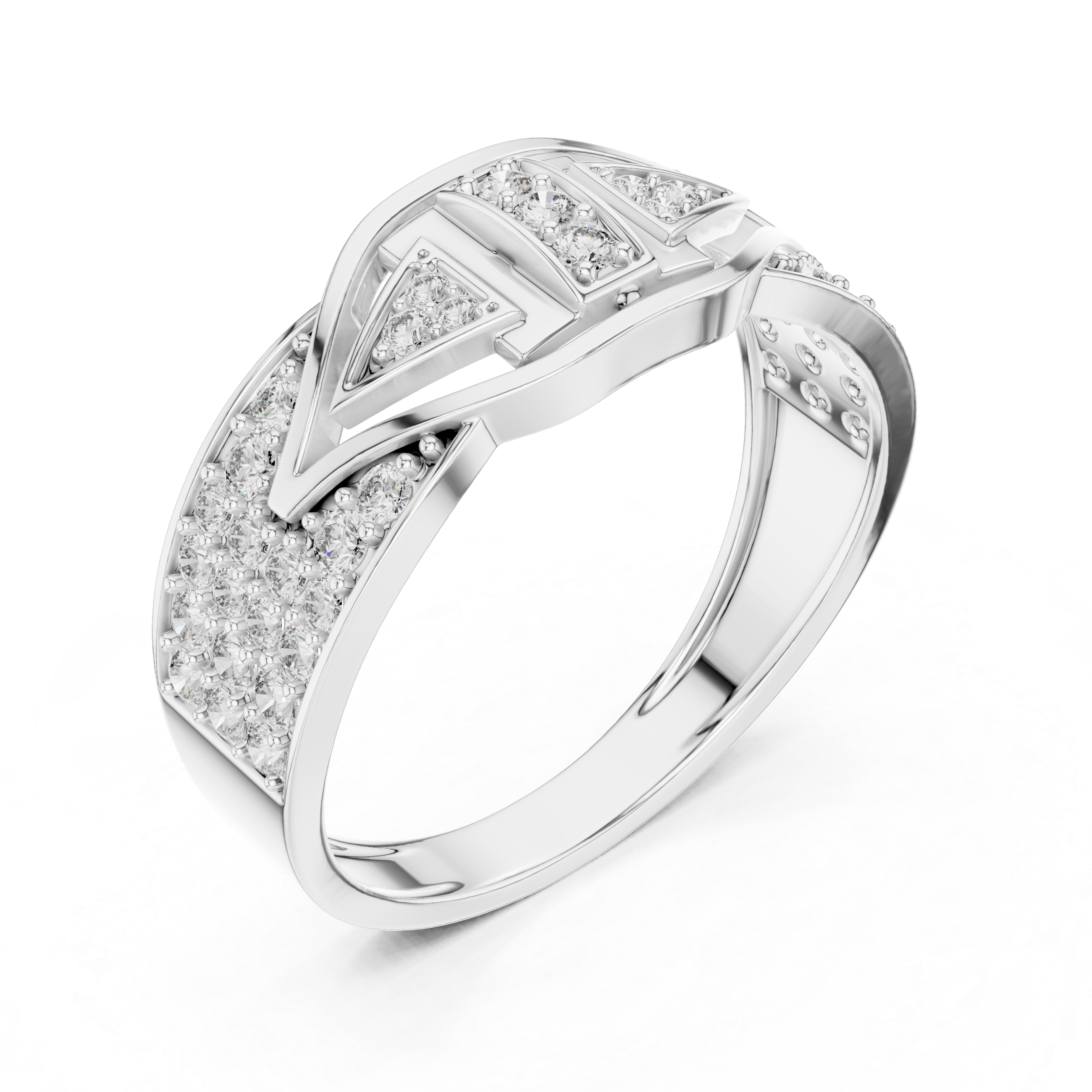 Men's Geometric Art Deco Diamond Ring – Luxury Sterling Silver Statement Band