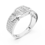 Men's Geometric Art Deco Diamond Ring – Luxury Sterling Silver Statement Band