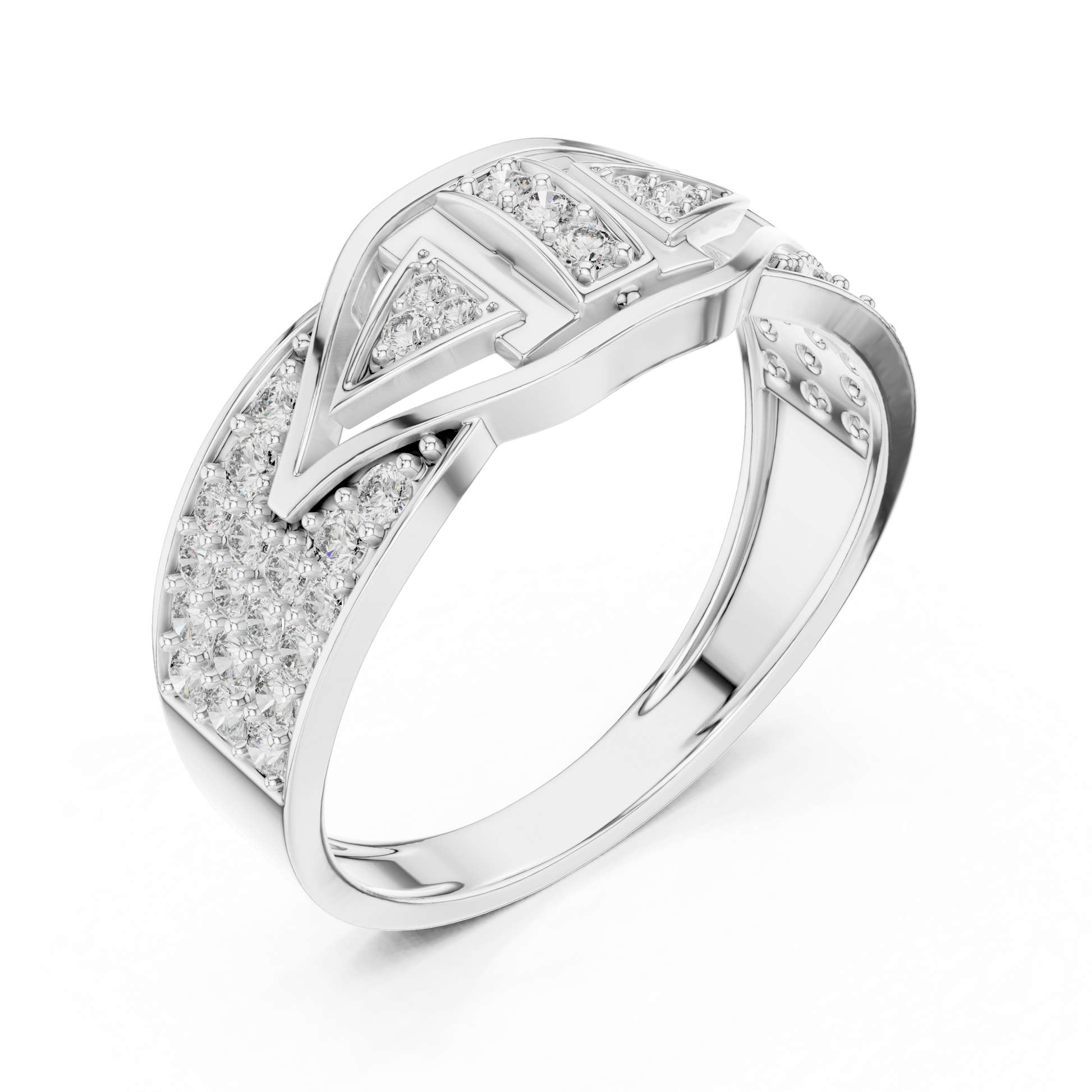 Men's Geometric Art Deco Diamond Ring – Luxury Sterling Silver Statement Band