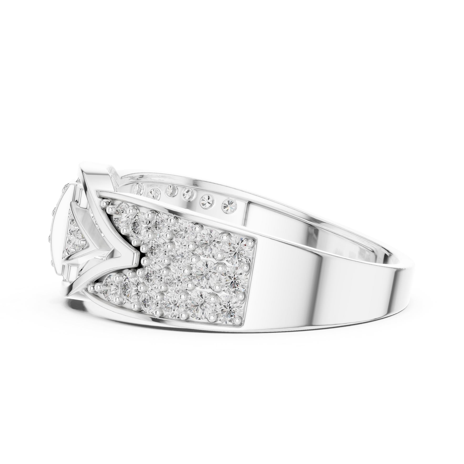 Men's Geometric Art Deco Diamond Ring – Luxury Sterling Silver Statement Band