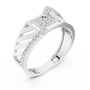 Sterling Silver Geometric Openwork Round Moissanite Diamond Statement Signet Ring