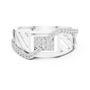 Sterling Silver Geometric Openwork Round Moissanite Diamond Statement Signet Ring