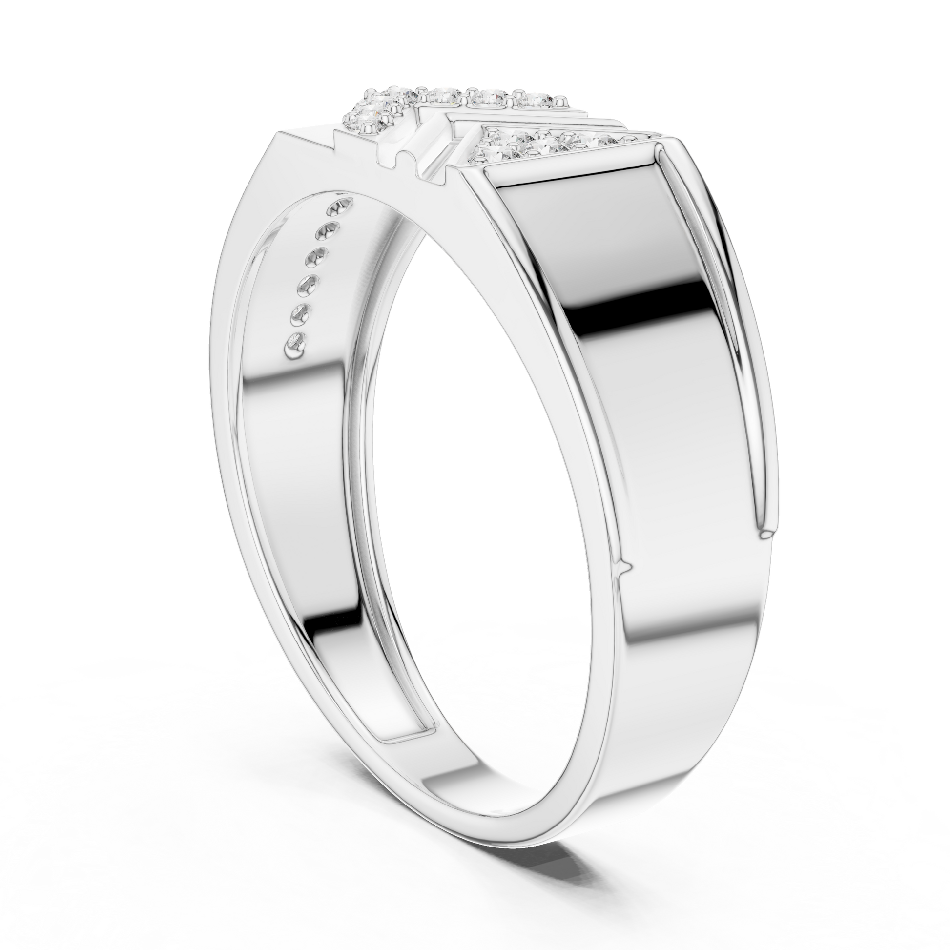 Modern Apex Geometric Men's Pavé Set Diamond Statement Band in Sterling Silver