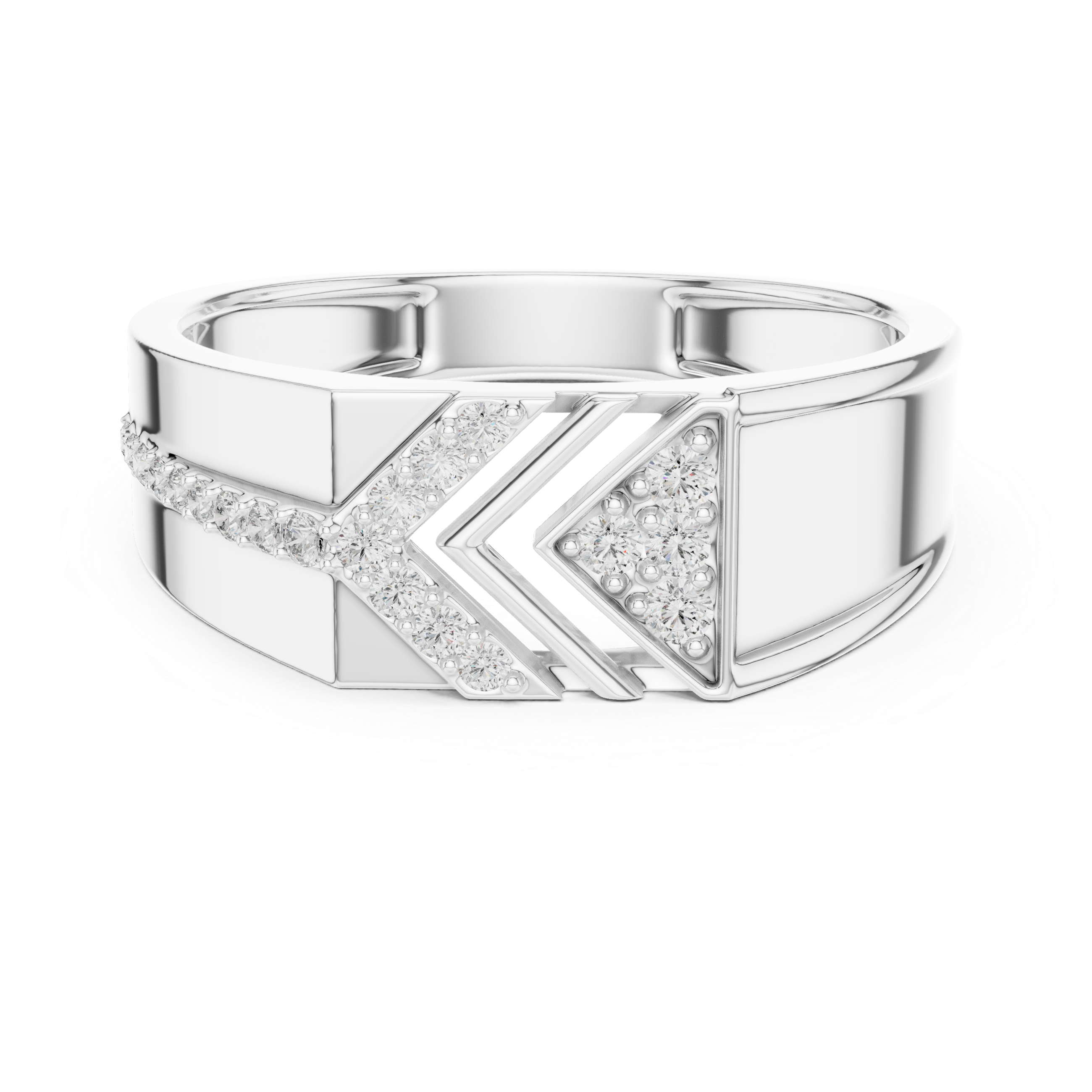 Modern Apex Geometric Men's Pavé Set Diamond Statement Band in Sterling Silver