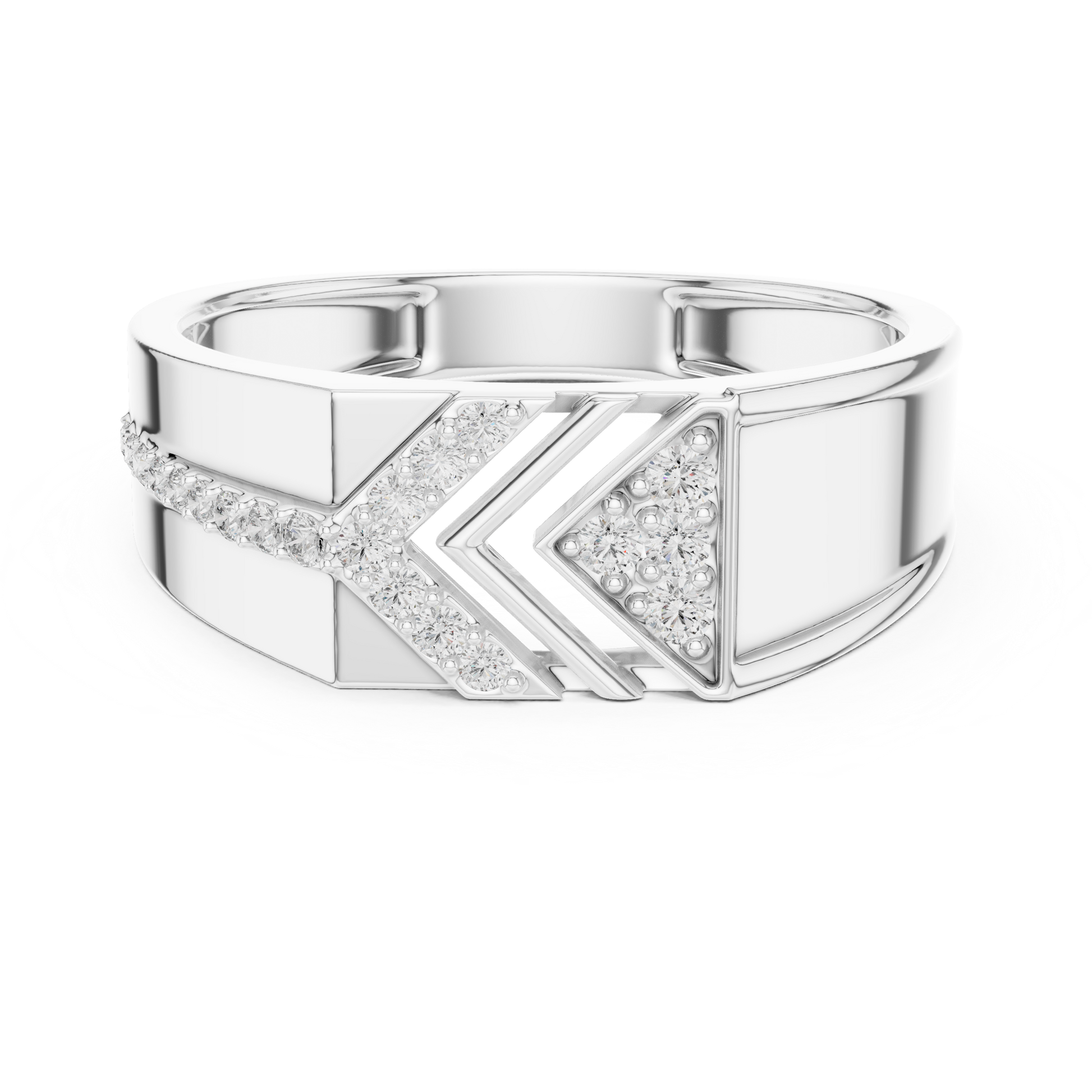 Modern Apex Geometric Men's Pavé Set Diamond Statement Band in Sterling Silver