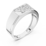 Sovereign Crest Men's Broad Round Diamond Sterling Silver Band