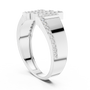 Asymmetrical Vertical Bar Round Moissanite Diamond Sterling Silver Statement Ring