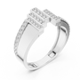 Asymmetrical Vertical Bar Round Moissanite Diamond Sterling Silver Statement Ring