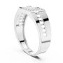 Modern Men's Geometric Sterling Silver Diamond Accent Signet Band
