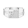 Modern Men's Geometric Sterling Silver Diamond Accent Signet Band