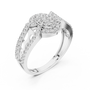 Sterling Silver Cluster Engagement Ring with Moissanite Accents