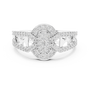 Sterling Silver Cluster Engagement Ring with Moissanite Accents