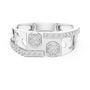 Geometric Openwork Sterling Silver Cluster Diamond Statement Band with Asymmetrical Pavé Borders